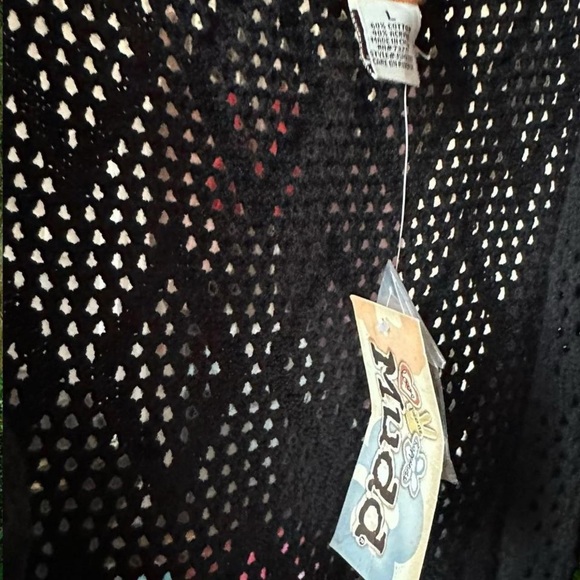 Y2k NWT Mudd Black Crochet Cardigan Size M - Picture 8 of 8